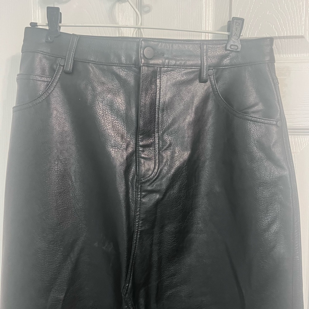 Pilcro Black Faux Leather Maxi Skirt with High slit, size US 10 - Picture 3 of 6